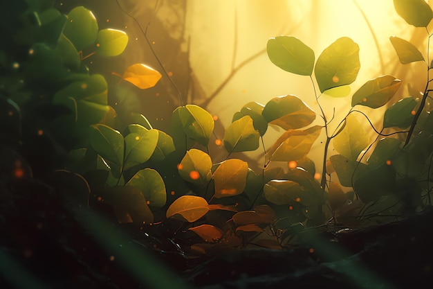 A photo of a plant with the sun shining through the leaves