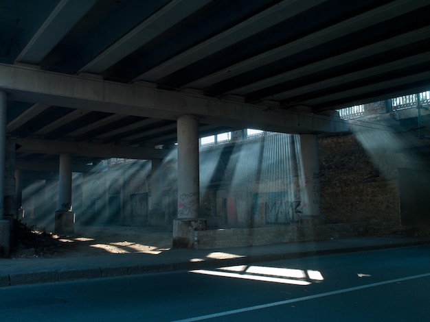 Photo of the play of light from under the road bridge