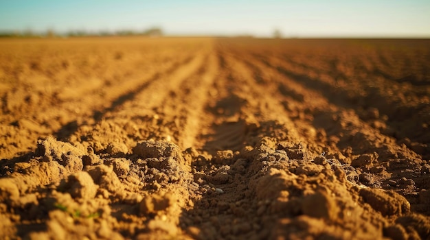 Photo photo of a plowed field with freshly tilled soil