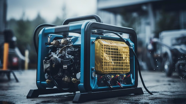 A photo of a portable generator powering car