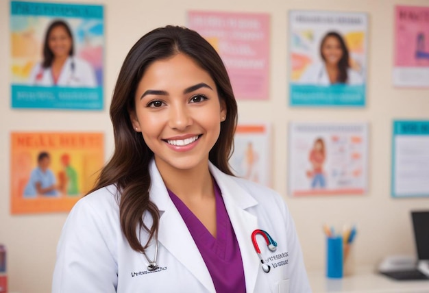 Photo Portrait of a Beautiful Female Doctor Capturing Professionalism and Compassion