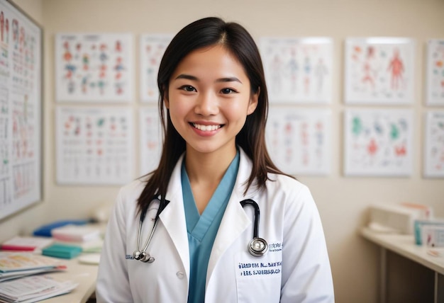 Photo photo portrait of a beautiful female doctor capturing professionalism and compassion