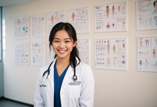 Photo Portrait of a Beautiful Female Doctor Capturing Professionalism and Compassion