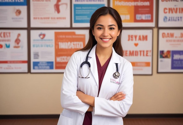 Photo Portrait of a Beautiful Female Doctor Capturing Professionalism and Compassion