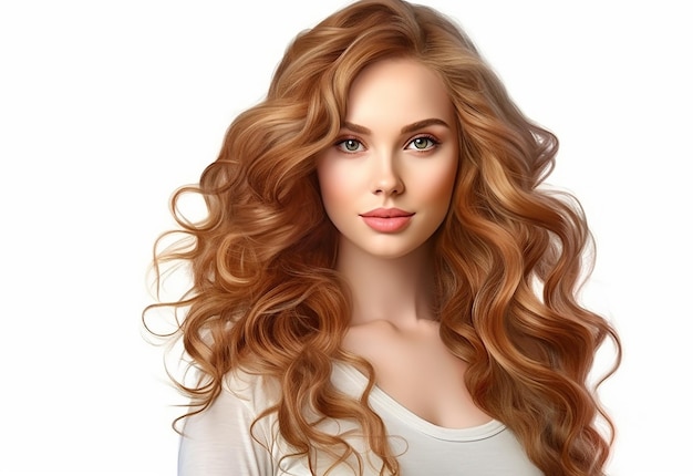 Photo portrait of beautiful woman with her long hair