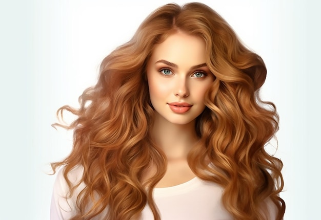 Photo portrait of beautiful woman with her long hair