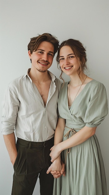 A photo portrait of a beautiful young couple both wearing