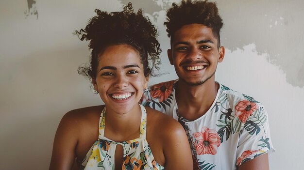 A photo portrait of a beautiful young couple both wearing