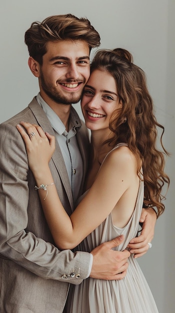 A photo portrait of a beautiful young couple both wearing