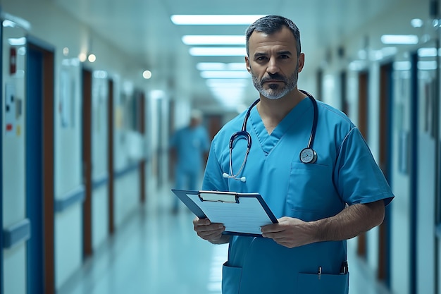 Photo Portrait of Confident Nurse holding a lab report