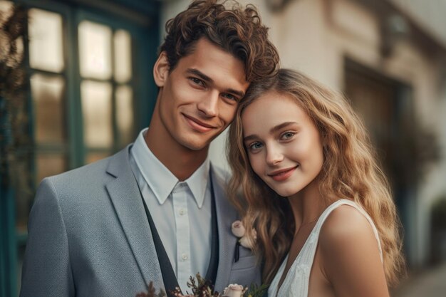 Photo portrait of a couple on wedding day