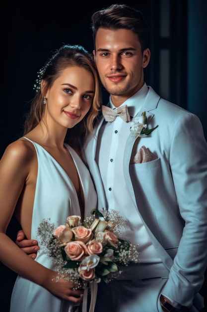 Photo portrait of a couple on wedding day