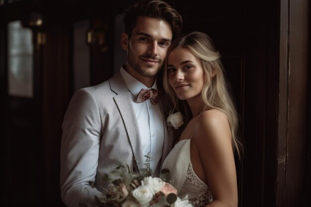 Photo portrait of a couple on wedding day