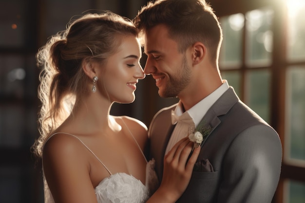 Photo portrait of a couple on wedding day