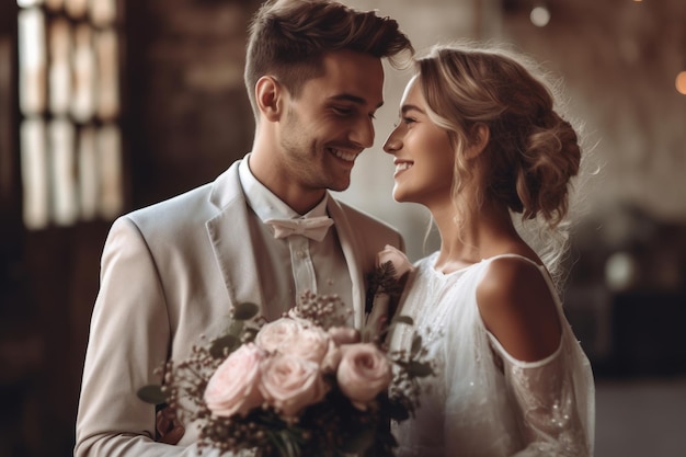 Photo portrait of a couple on wedding day