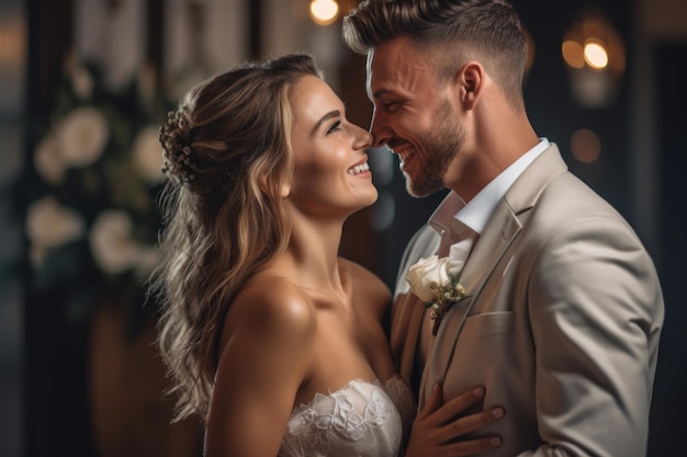 Photo portrait of a couple on wedding day