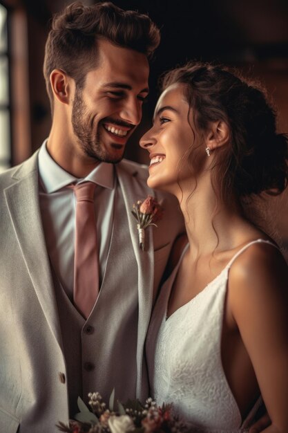 Photo portrait of a couple on wedding day