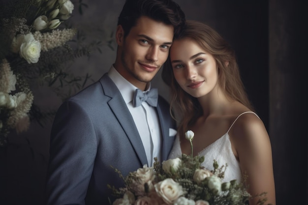 Photo portrait of a couple on wedding day