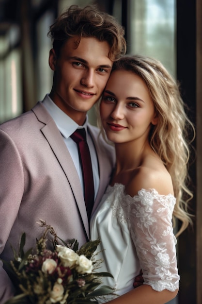 Photo portrait of a couple on wedding day