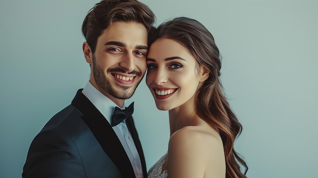 A photo portrait of a happy beautiful young couple