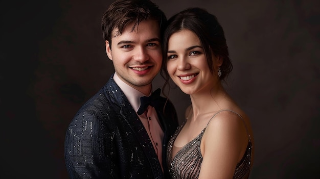 A photo portrait of a happy beautiful young couple