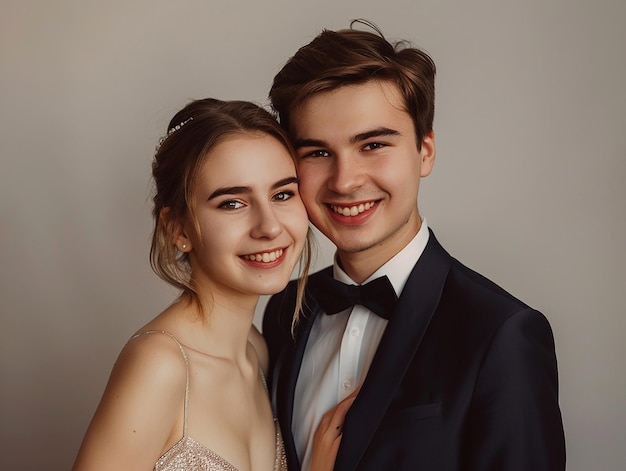 A photo portrait of a happy beautiful young couple