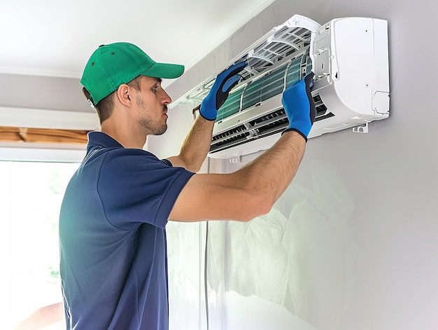 Photo portrait of male ac technician rearing ac