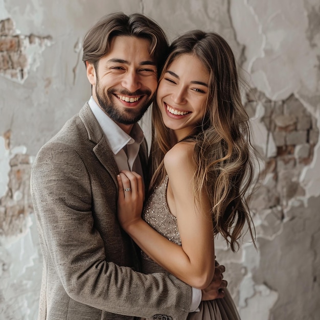 A photo portrait of a smiling young couple