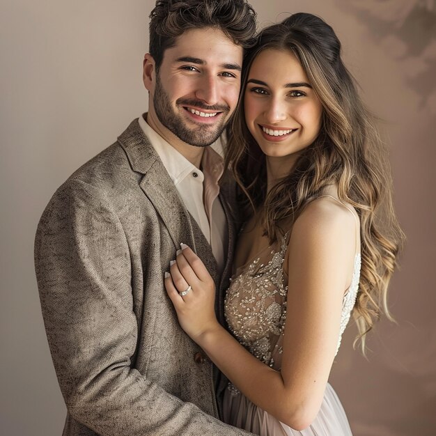 A photo portrait of a smiling young couple