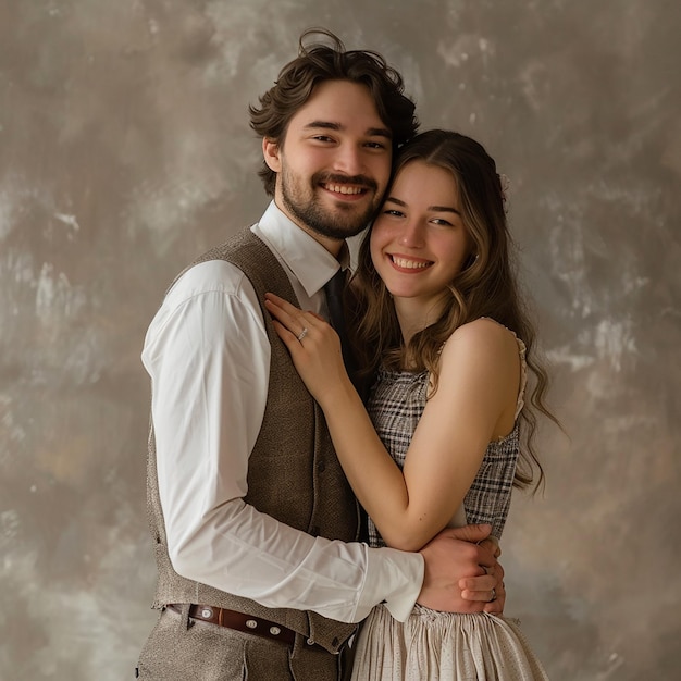 A photo portrait of a smiling young couple