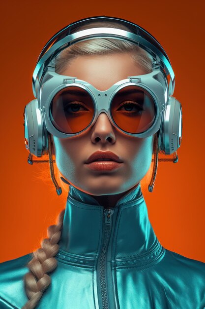 Photo portrait of a woman in futuristic fashion