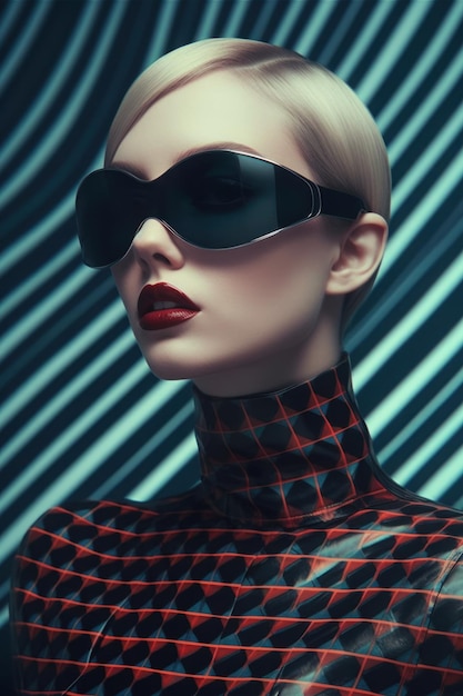 Photo portrait of a woman in futuristic fashion