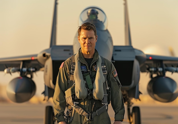 Photo photo portrait of young male airplane pilot