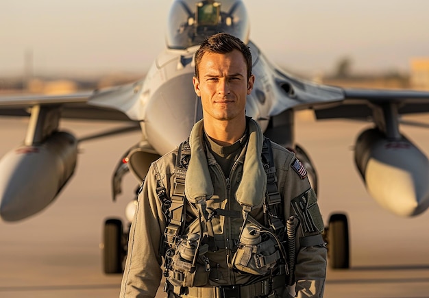 Photo photo portrait of young male airplane pilot