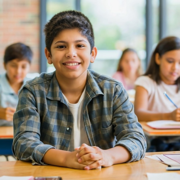 Photo portrait of young man sitting on table