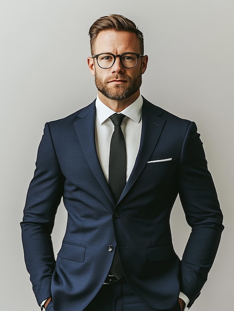 Photo photo portrait of a young smiling businessman wearing office suit