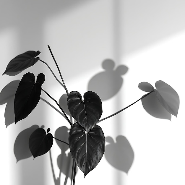 Photo of Pothos Leaf Shadows Forming Heart Shaped Patterns Soft Curling Edges With a Lush Feel In