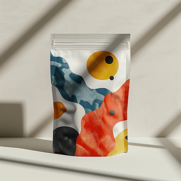 Photo photo of pouch package mockup minimalistic space aesthetic shapes