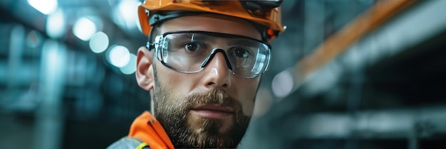 A photo presents a janitor in work attire confidently looking at the camera reflecting competence