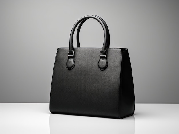 Photo product of beautiful and simple fashion black handbag studio photo