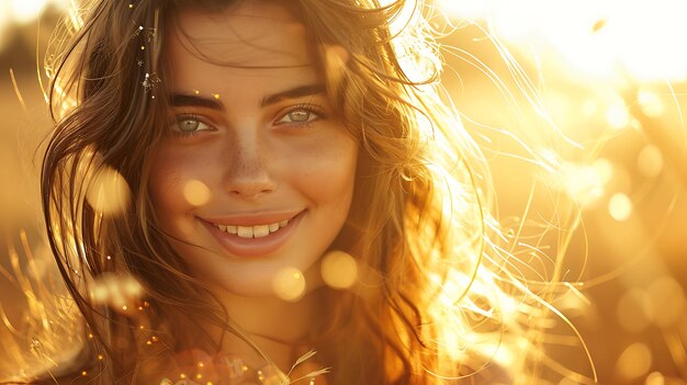 Photo of a Radiant Smile Joyful Woman Connects with the Camera