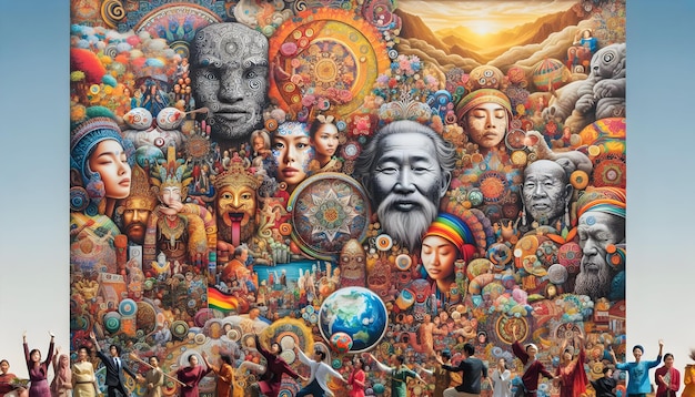 Photo real as Cultural Canvas A colorful display of cultural diversity celebrating the rich tapestry