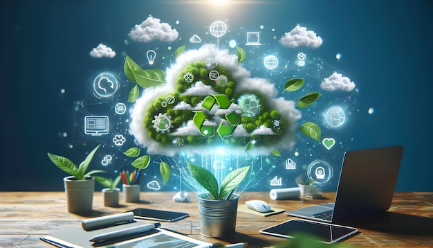 Photo real as Eco Friendly Cloud Go green with cloud services that prioritize eco friendly operation