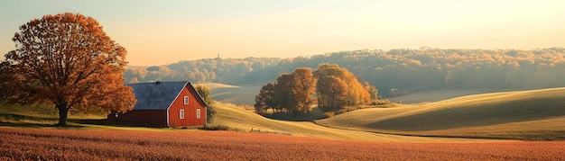 Photo photo realistic as autumn countryside with rolling hills and farms concept as a picturesque autumn c