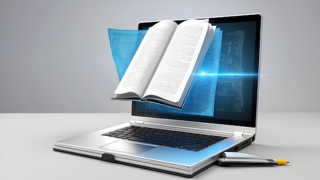 Photo photo realistic as laptop and coding book concept as an icon of a laptop and a coding book set again