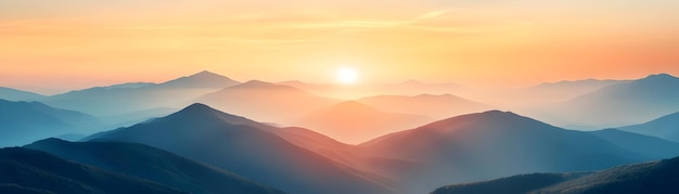 Photo photo realistic as peaceful golden hour over a mountain range concept as a majestic mountain range b