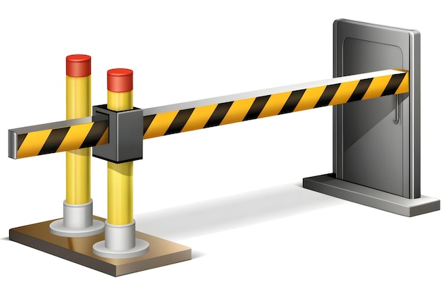 Photo photo realistic as safety tape and factory gate concept as safety tape paired with a factory gate re