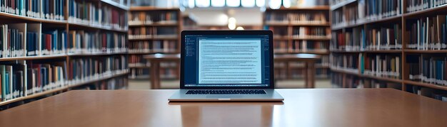 Photo Realistic as Student using a glossy laptop in a university library concept as Camera movement