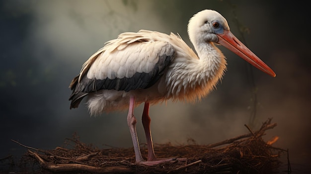 Photo Realistic Stork Art A Beautiful Bluewhite Stork In Raphael Lacoste Style