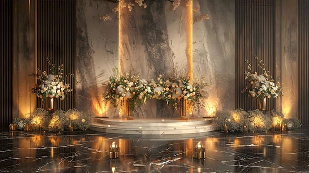 Photo realistic Wedding reception decor concept High resolution image of beautifully arranged decor